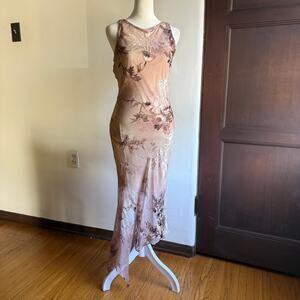 ALEXIA ADMOR | Y2K Style Burnout Silk Asymmetrical hem Mermaid Midi Dress Small